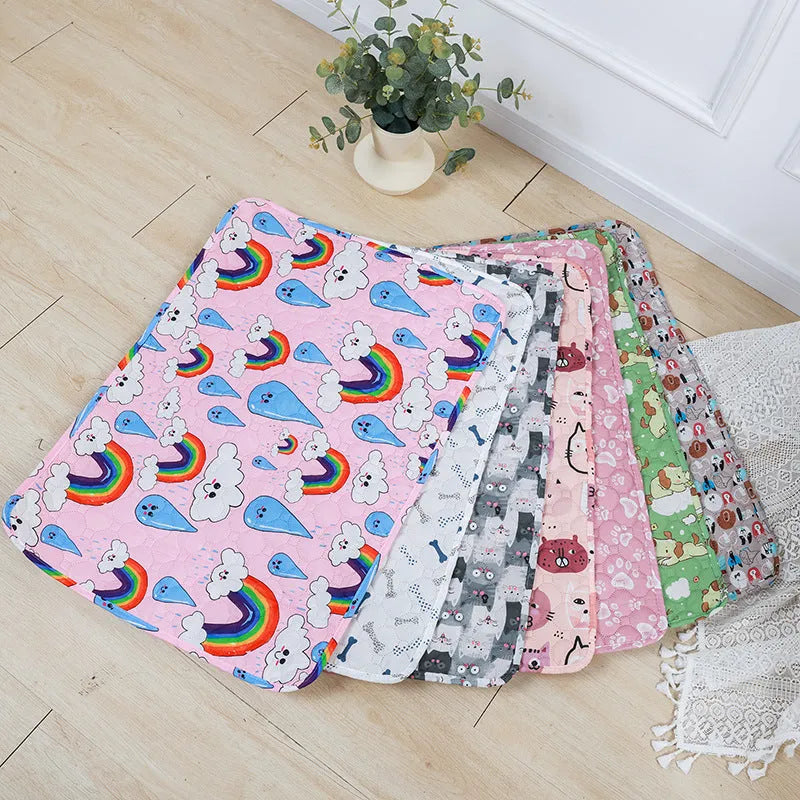 Reusable washable waterproof pet urine pad in animal print pattern with non-slip backing