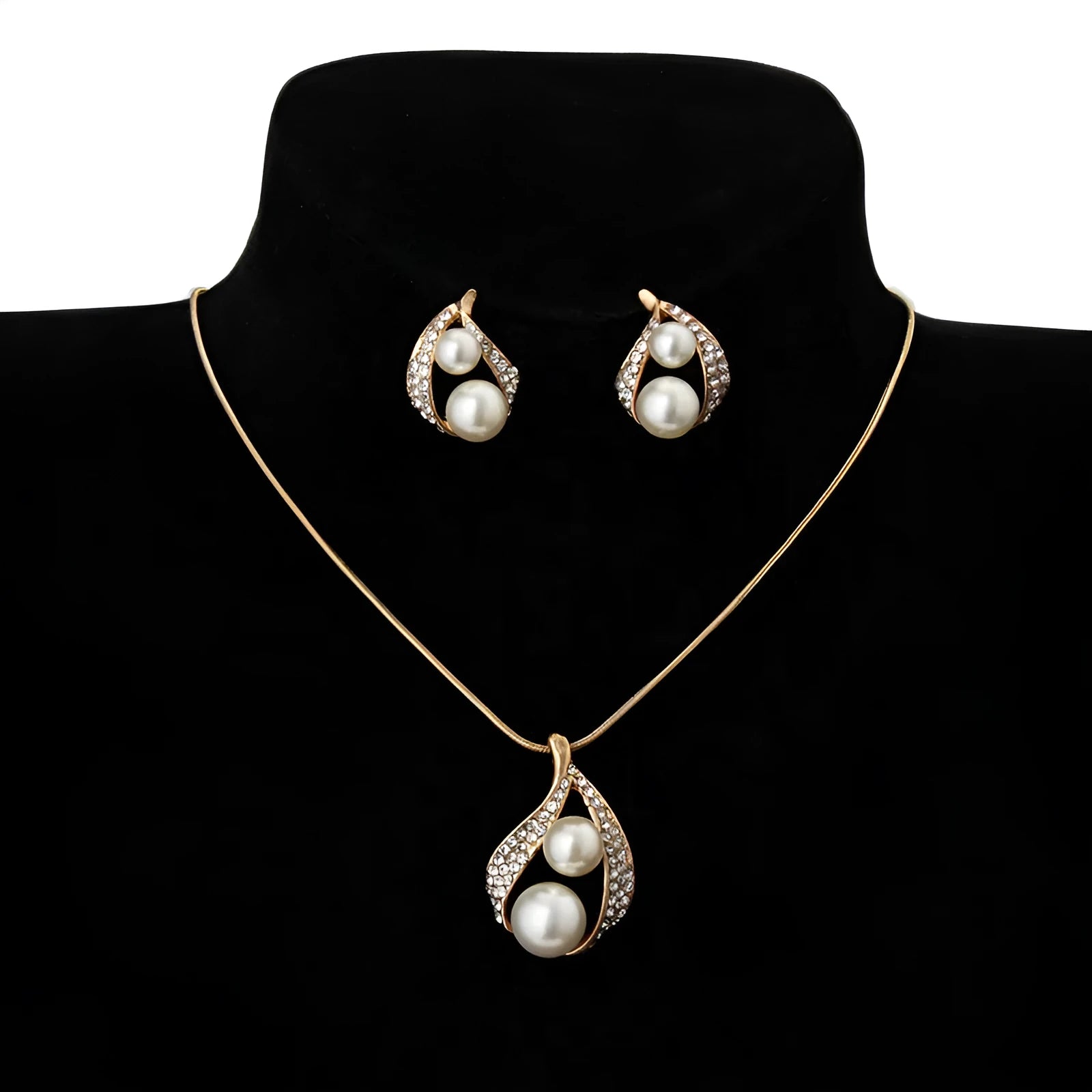 Bridal jewelry set with pearl water drop two pearl necklace in exquisite packaging for wedding accessories