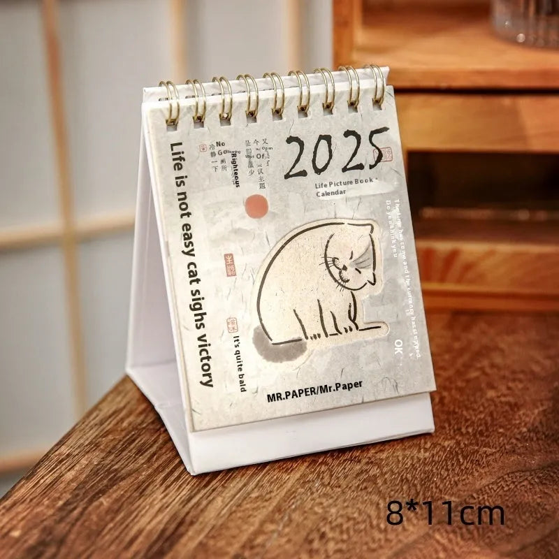 Mini 2025 desk calendar showing Coffee Time design with simple modern style
