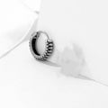 Retro geometric titanium steel earrings with stripe design in silver colour