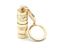 Gold zinc alloy emergency keychain flashlight with LED light and keyring attachment