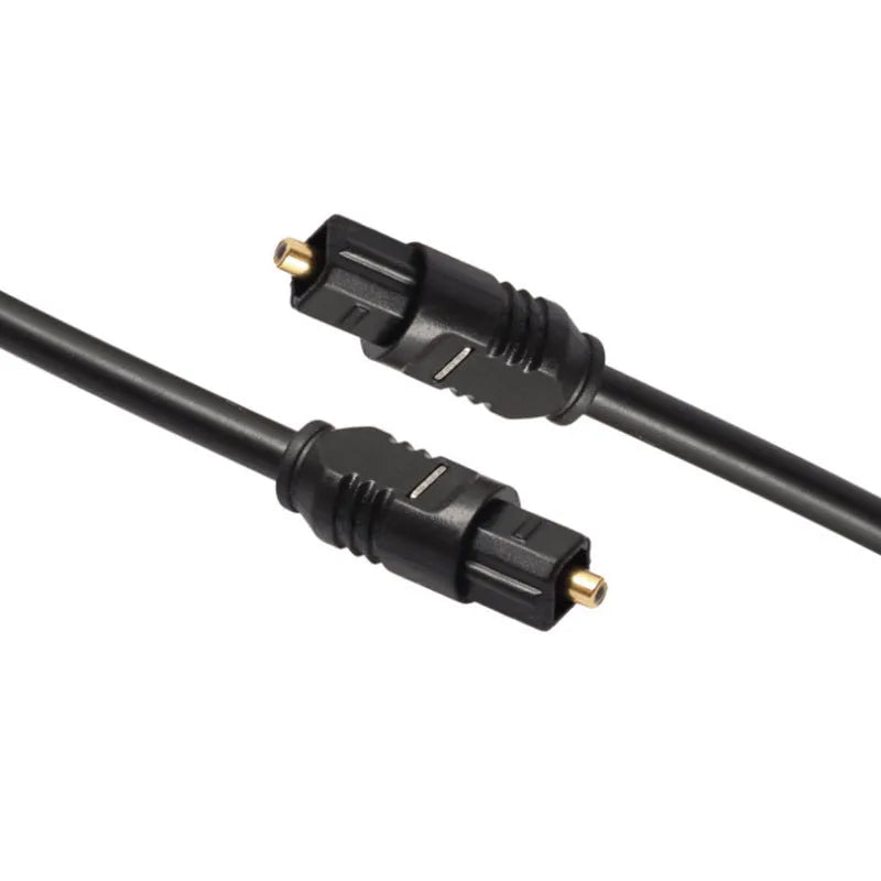 Black Toslink digital optical audio cable with square connectors, 2 metre length