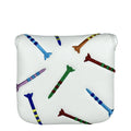 Golf putter protective sleeve with rocket pattern design for square putter heads in black PU leather
