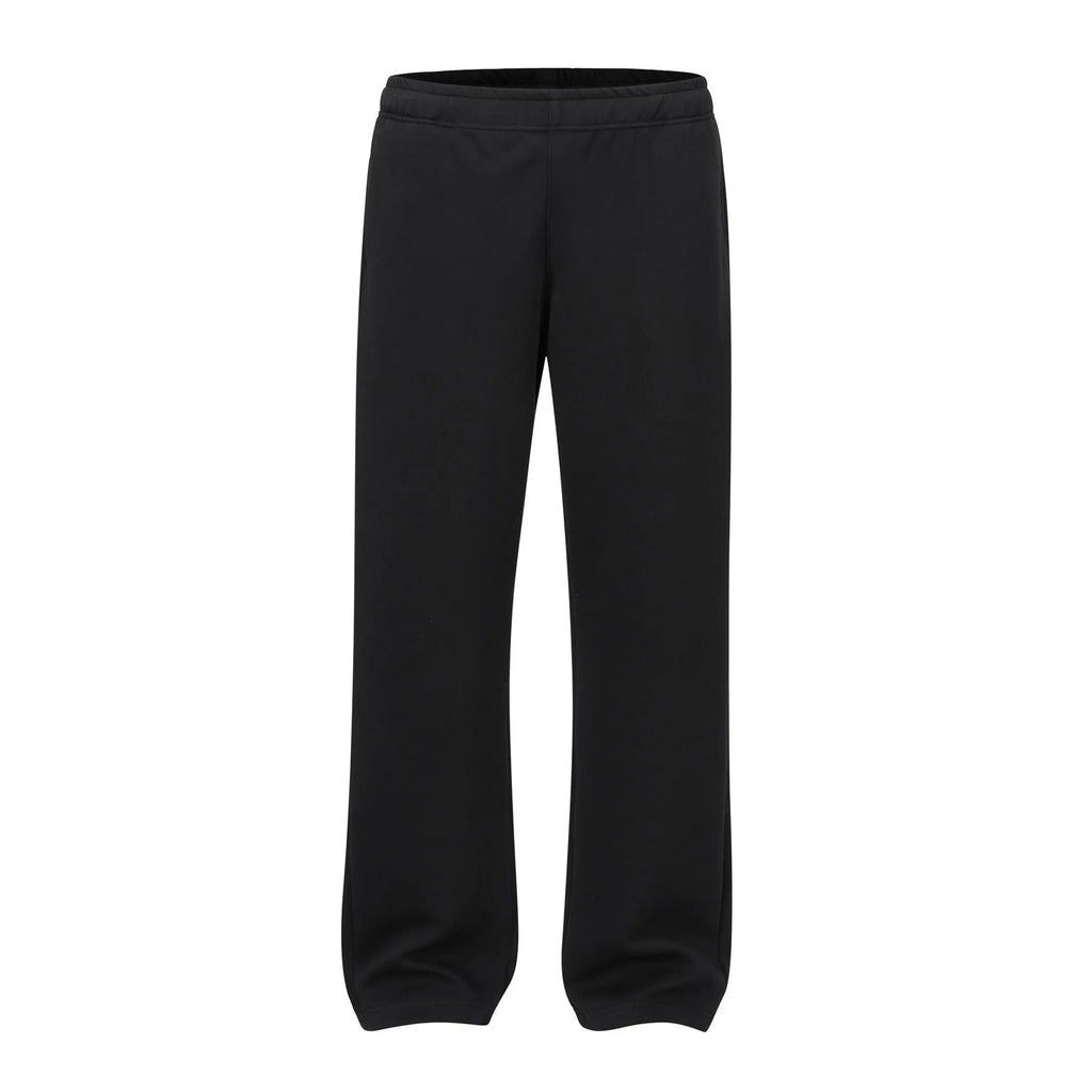 Men's straight-leg cotton casual trousers in black or grey with mid waist and loose fit