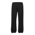 Men's straight-leg cotton casual trousers in black or grey with mid waist and loose fit