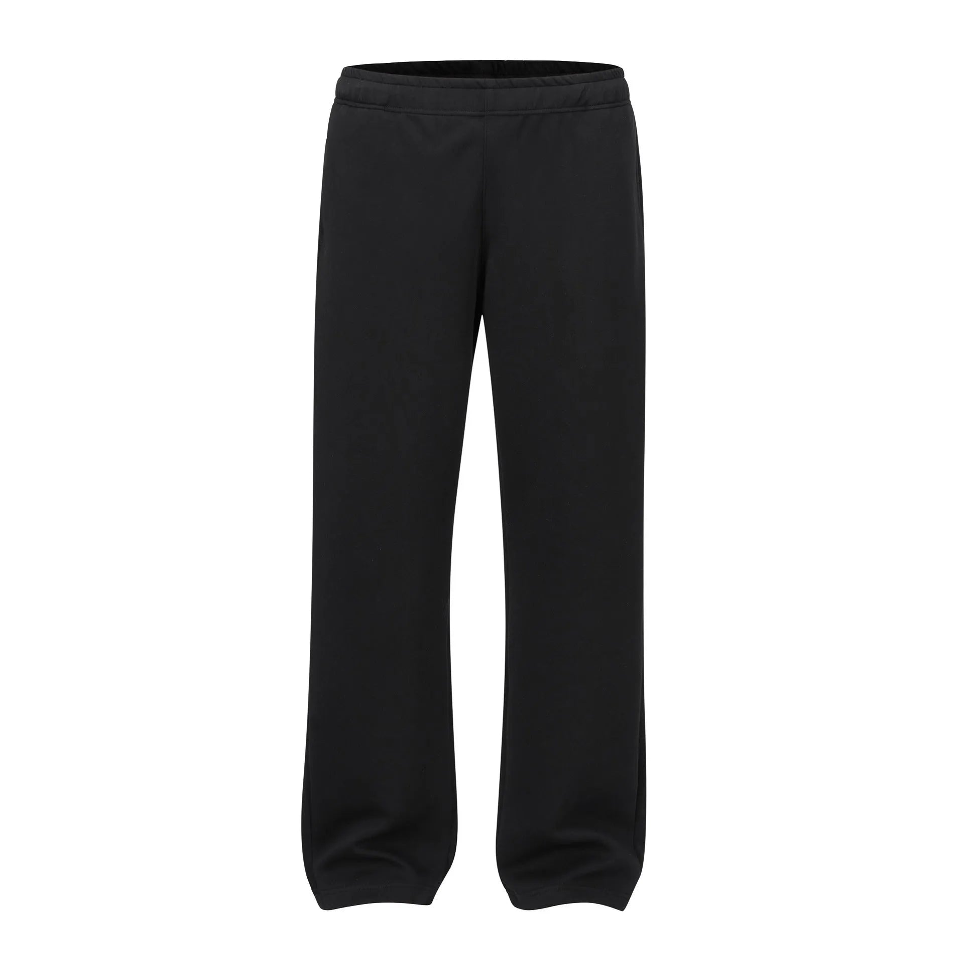 Men's straight-leg cotton casual trousers in black or grey with mid waist and loose fit