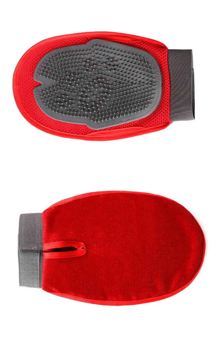 Dog fur grooming massage brush with soft 3D gridding fabric, black, measuring 26 by 16 centimetres