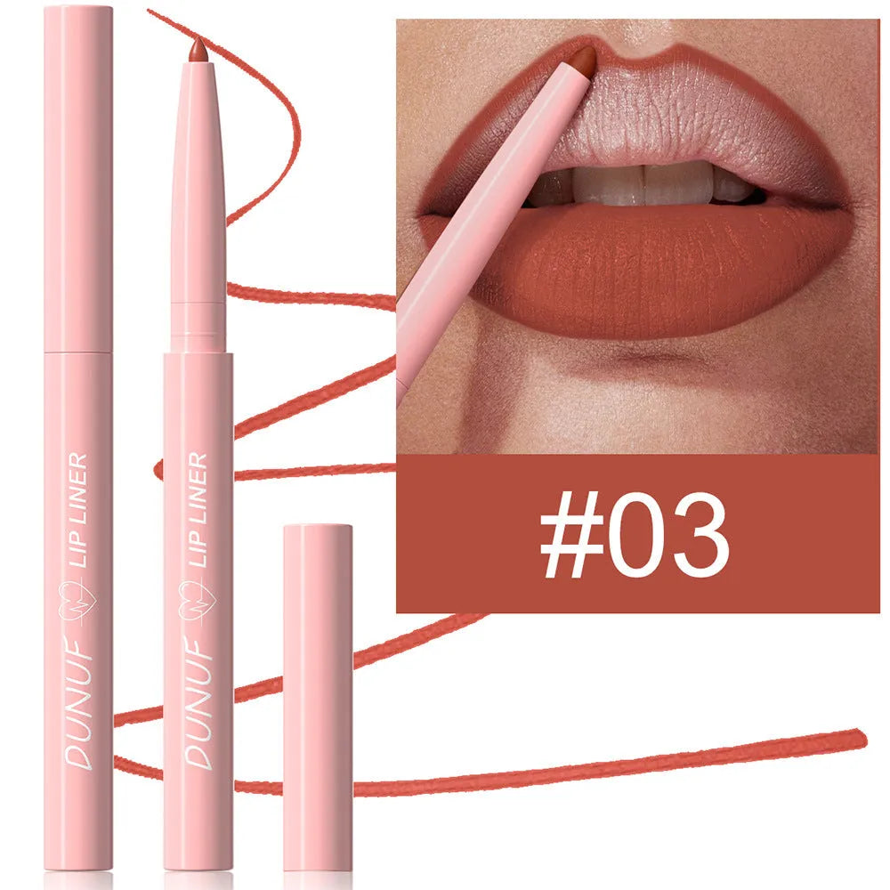 Velvet matte lip liner pencil in 12 colour options for precise lip definition