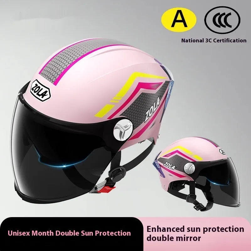 Children's 3C certified motorcycle half helmet in multiple colour options with double mirror finishes