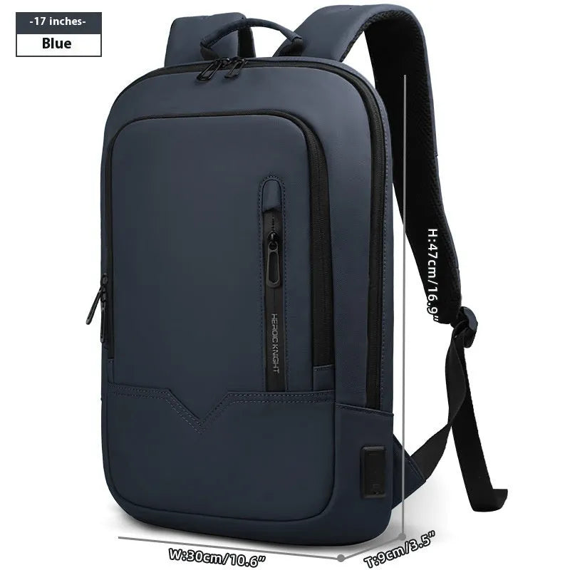 Lightweight polyester computer backpack with USB charging port in various colours