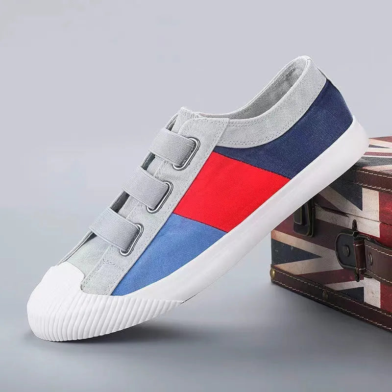 Men's low-top canvas sneakers with elastic band closure in multiple colour options