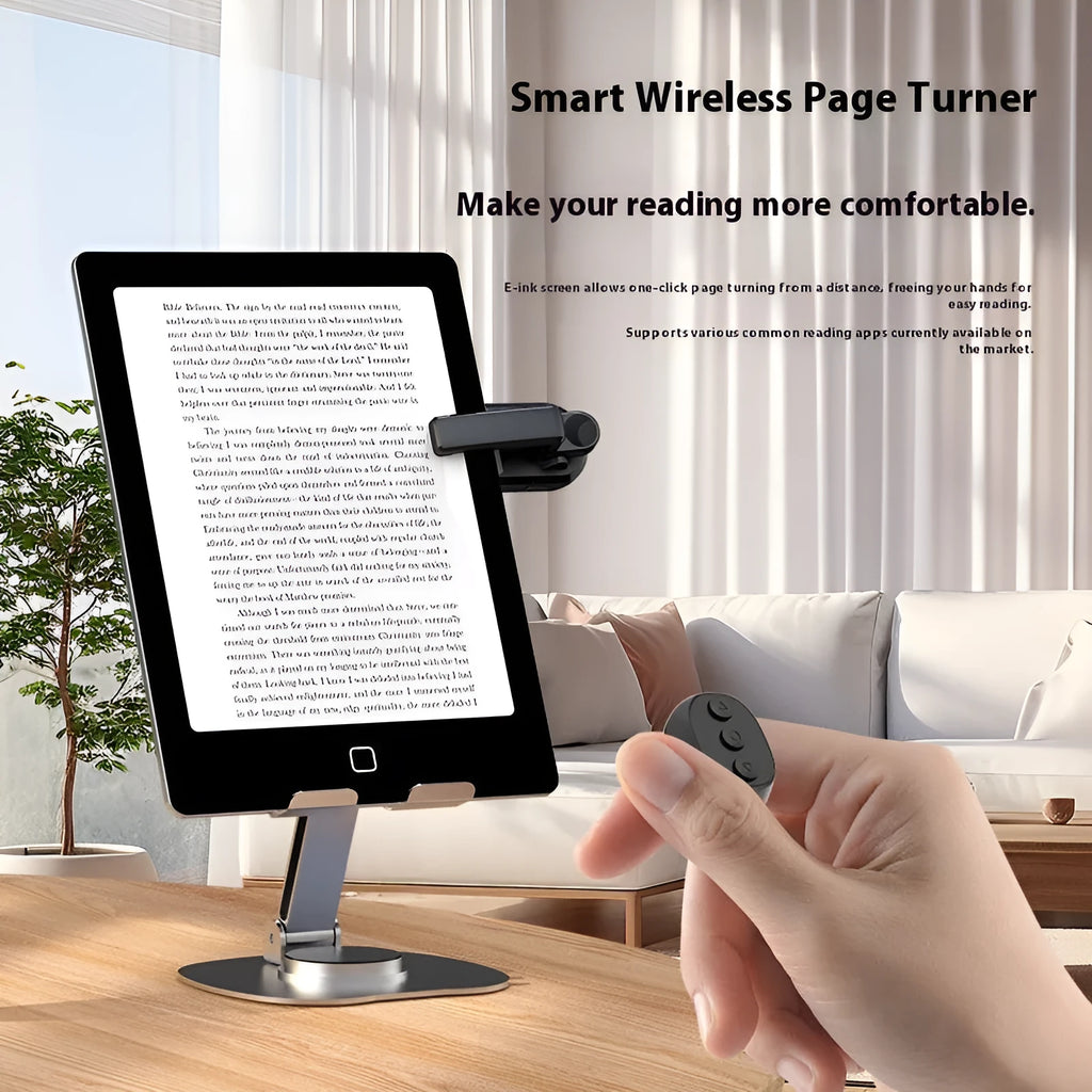 Smart wireless page turner remote control with clicker for e-readers and presentations in black colour