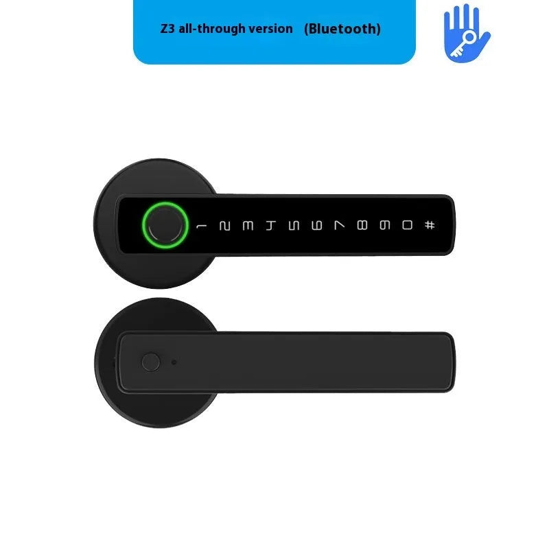 Black smart door lock with spherical card design for interior wooden doors