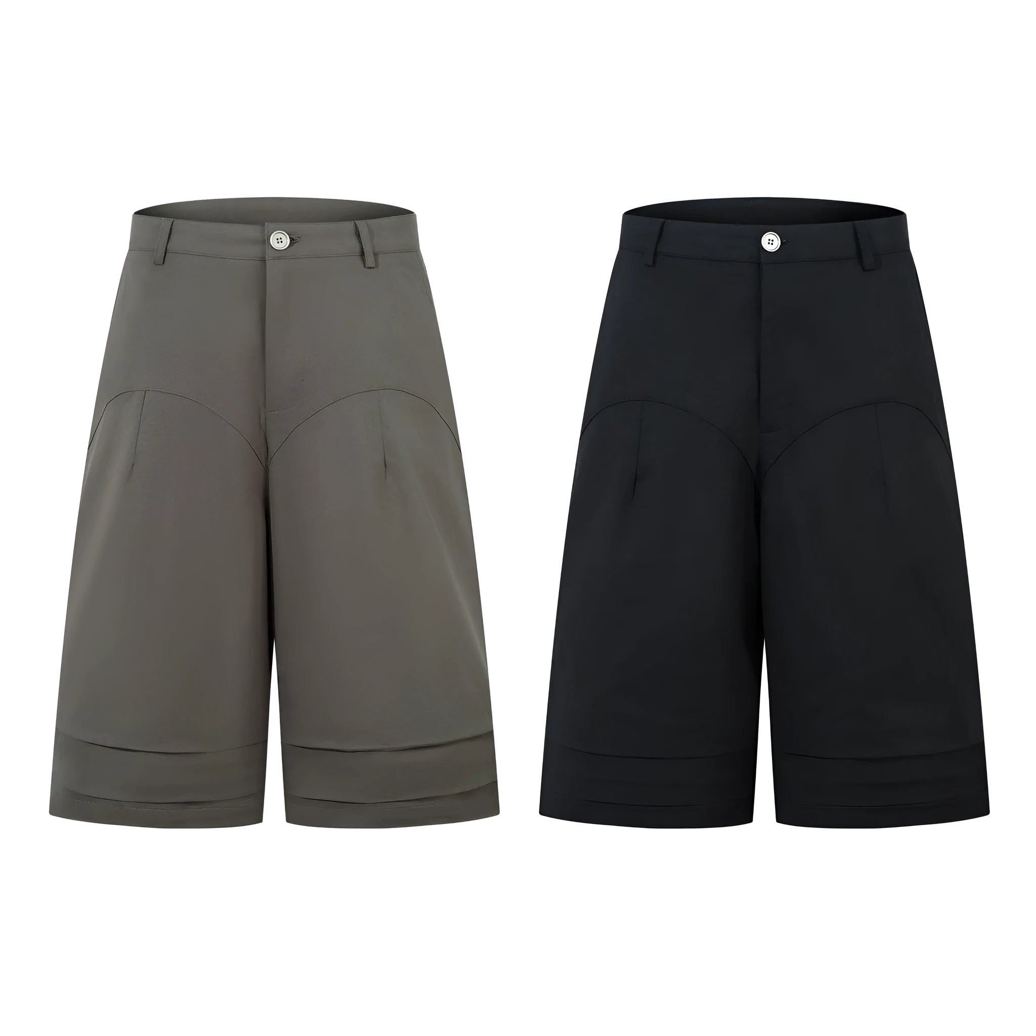 Retro loose fit wide leg denim middle pants in black and green colours on a hanger
