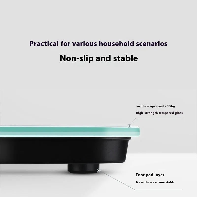 Square household body weighing scale in a choice of six colours, measuring 26cm.