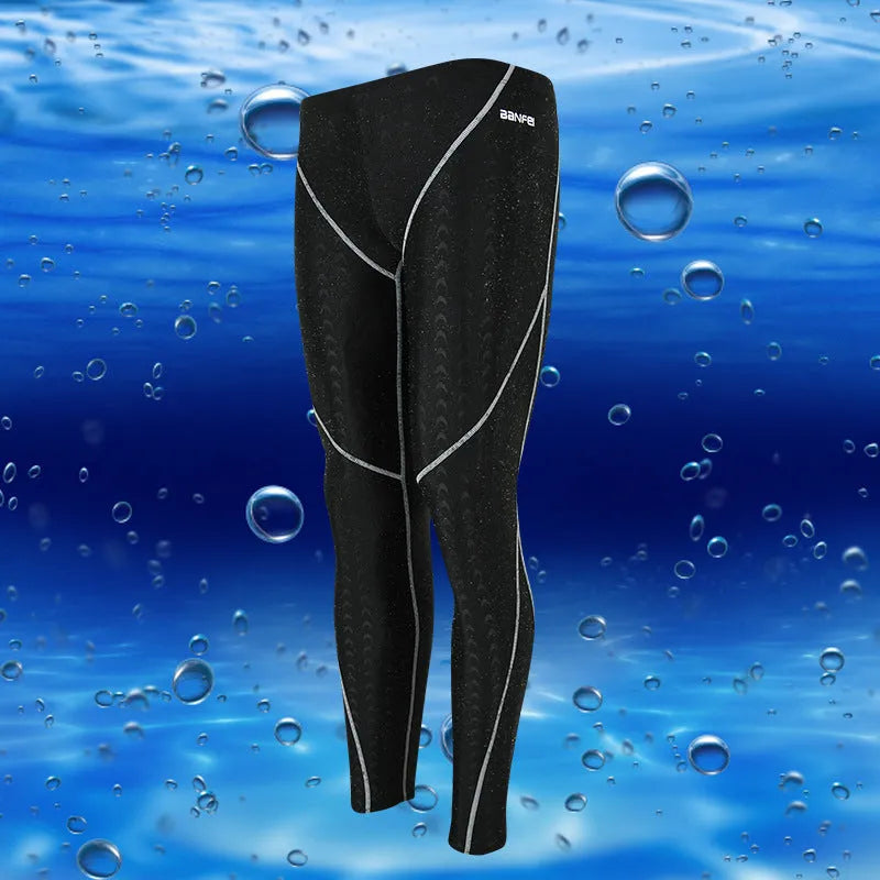 Men's nylon cropped swimming trunks in briefs style with colour line detailing