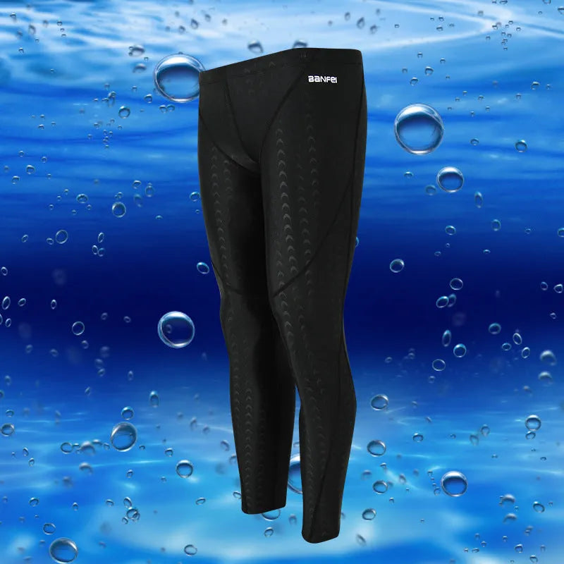 Men's nylon cropped swimming trunks in briefs style with colour line detailing