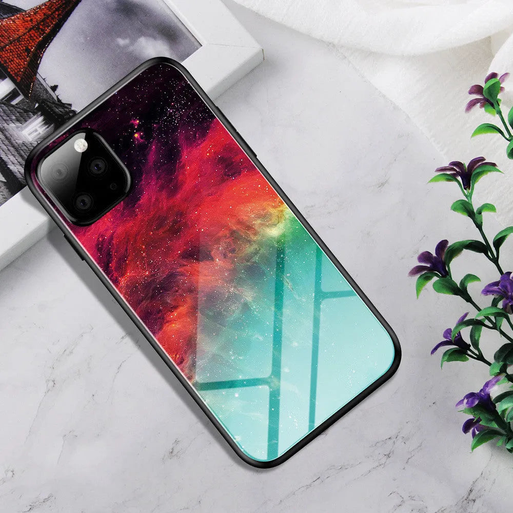 Customised gradient glass phone case with 1.5mm thickness, black blue colour, for iPhone 11 Pro Max