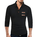 Casual slim knit polo shirt for men in black with classic collar and short sleeves