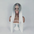 Long straight gradient fake hair wig with air bangs, high temperature silk, available in gradient colours