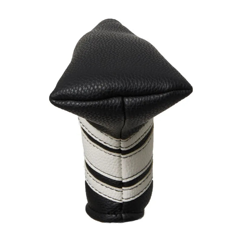 Black PU leather golf push rod sleeve case for club head cover protection