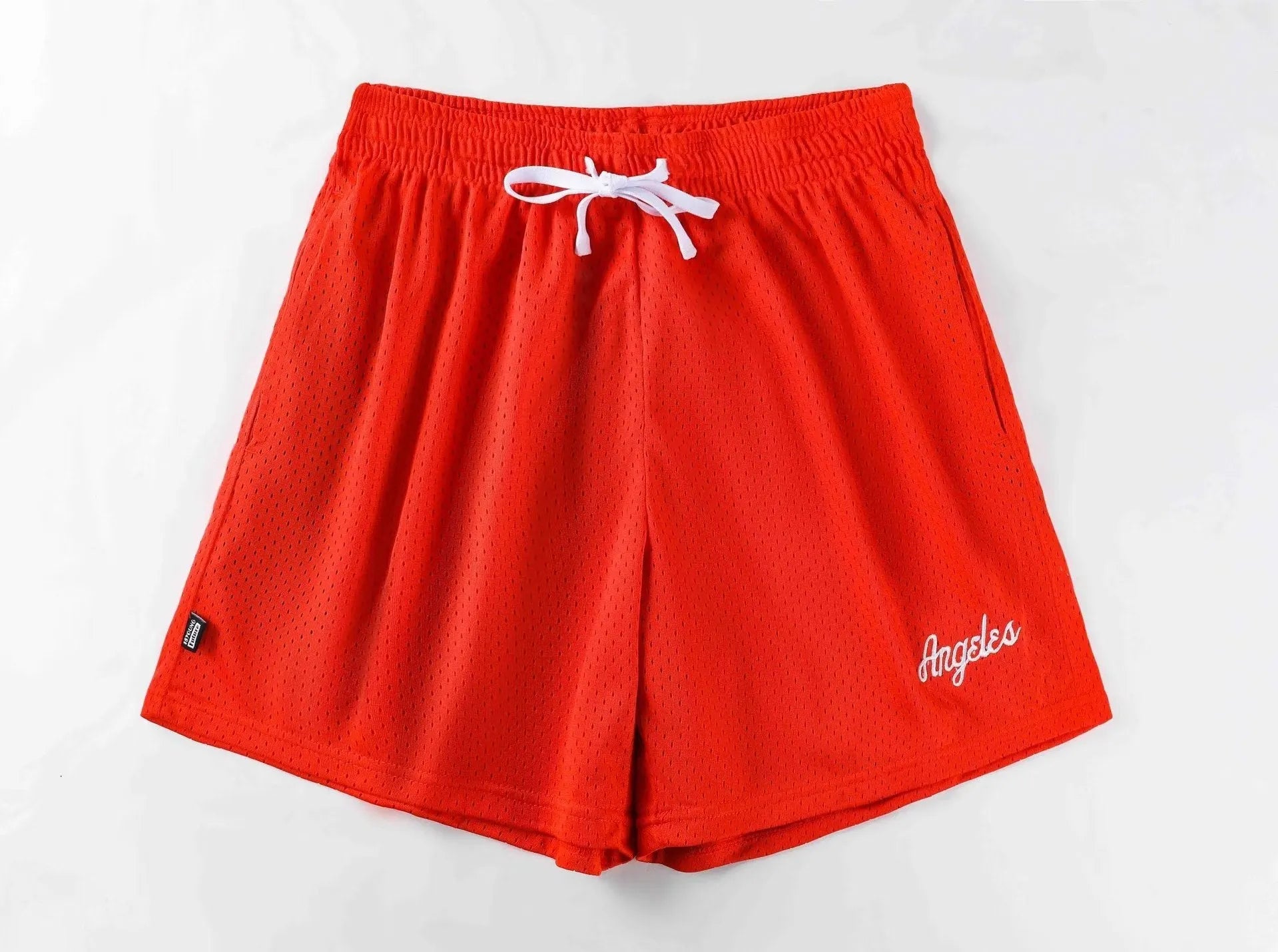 Men's black double-layer mesh shorts for summer sports and leisure wear.