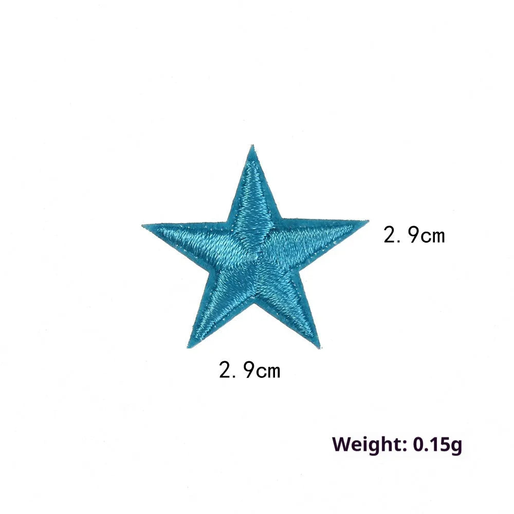 Colourful five-pointed star cloth embroidery stickers for DIY clothing decoration and craft projects