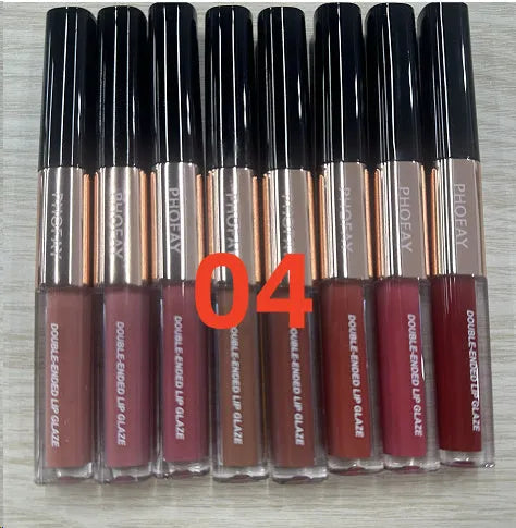 C-L021 double-head lip gloss stick showing separate colour and gloss applicators on opposite ends