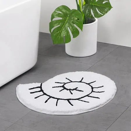 Cartoon bathroom mat with plants and flowers pattern, 60x60cm, hand washable, grey cute cat design