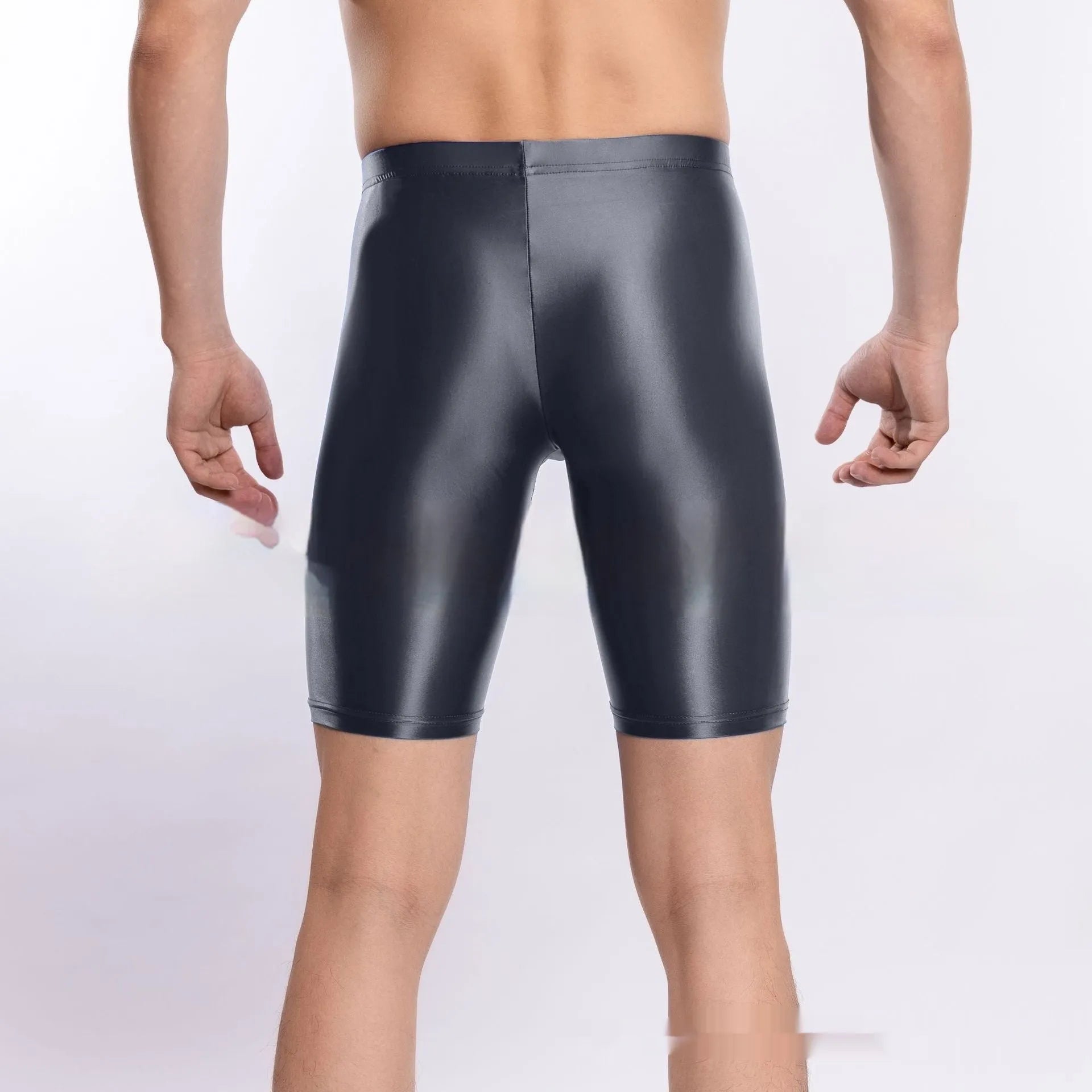 Men's plus size shiny silky sports shorts in multiple colours for gym training