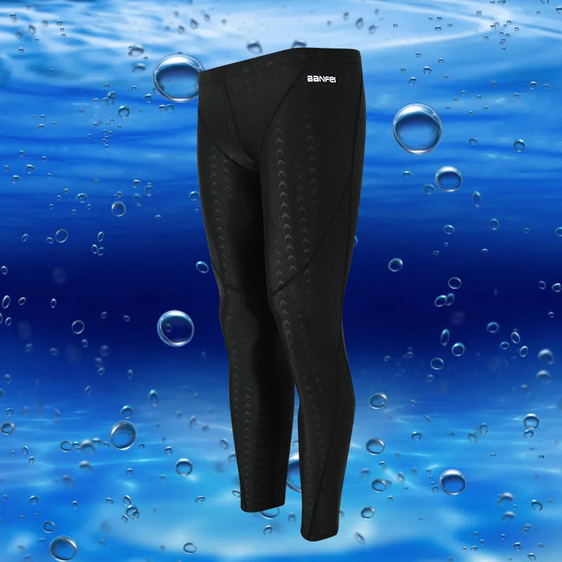 Men's nylon cropped swimming trunks in briefs style with colour line detailing