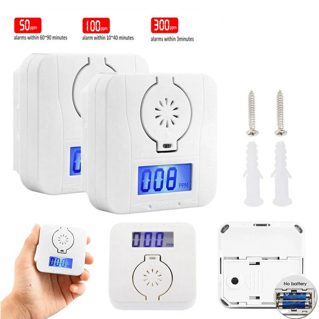 White wireless carbon monoxide alarm for wall mounting with 1.5 metre detection distance