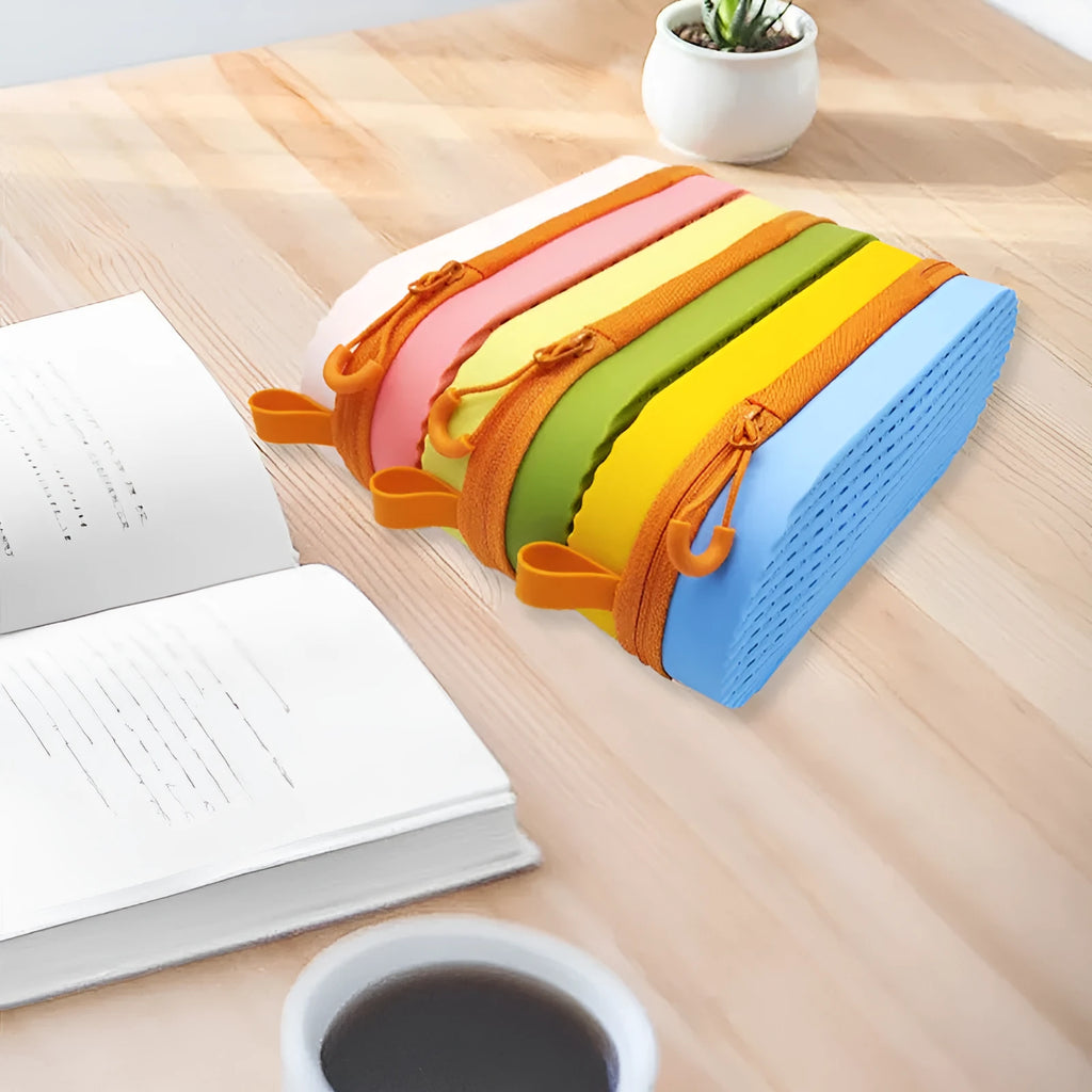 Silicone hard-shell glasses case with long hand in various colours including rose red light purple and black.
