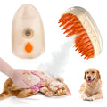 Yellow USB rechargeable cat grooming brush with steam spray, massage, and ringworm detection lamp.