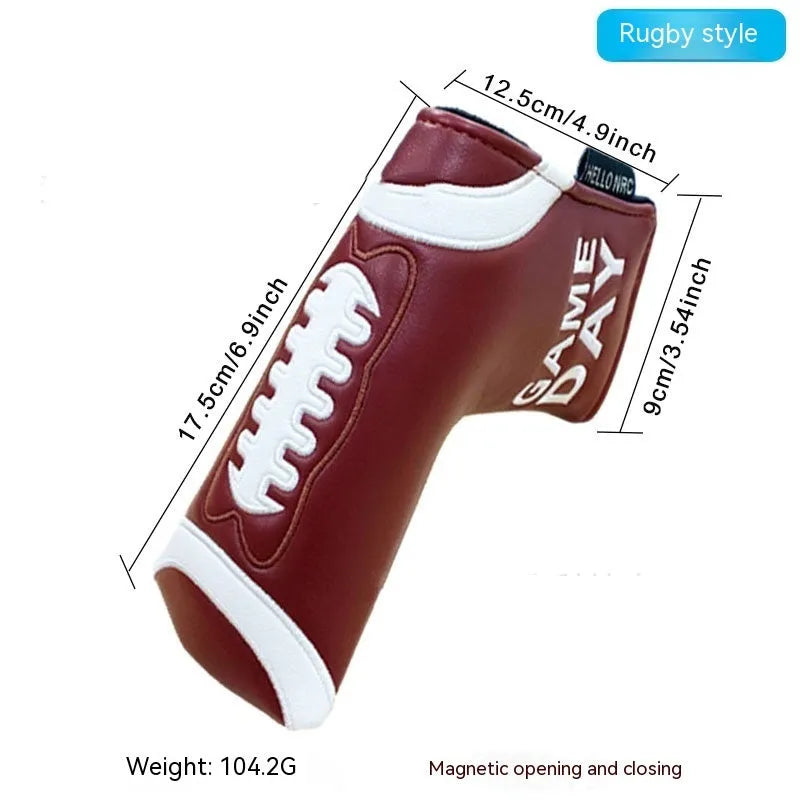 Golf putter sleeve cover in a novelty design, showing fleece lining and waterproof PU fabric.