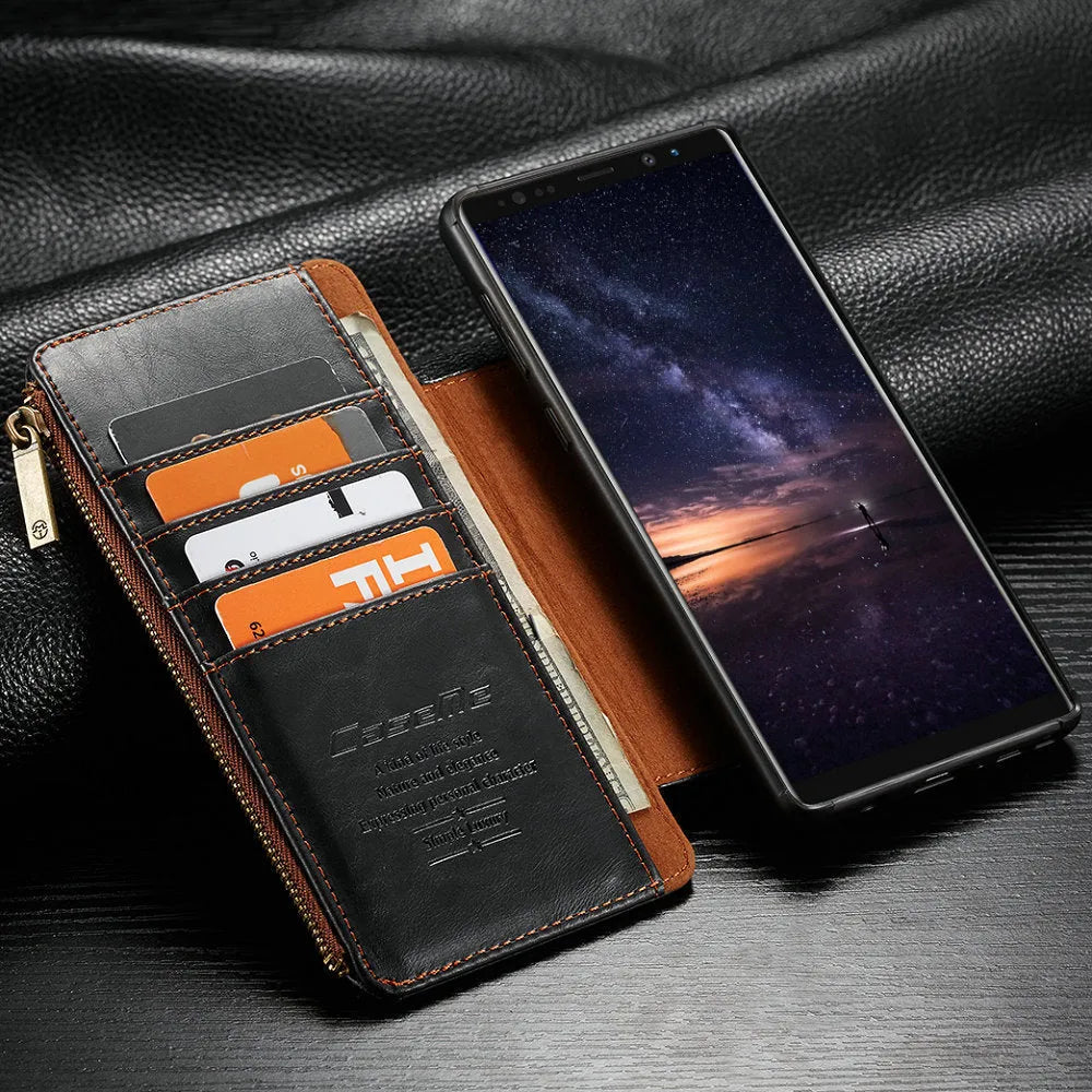 Leather flip phone case for Samsung Galaxy Note 9 in black, brown and red colours