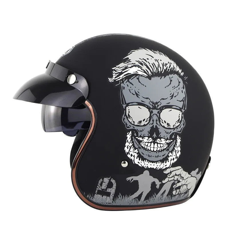 Retro-style half helmet for motorcycles on a plain background, shown in a bright yellow KT67 colour variant.