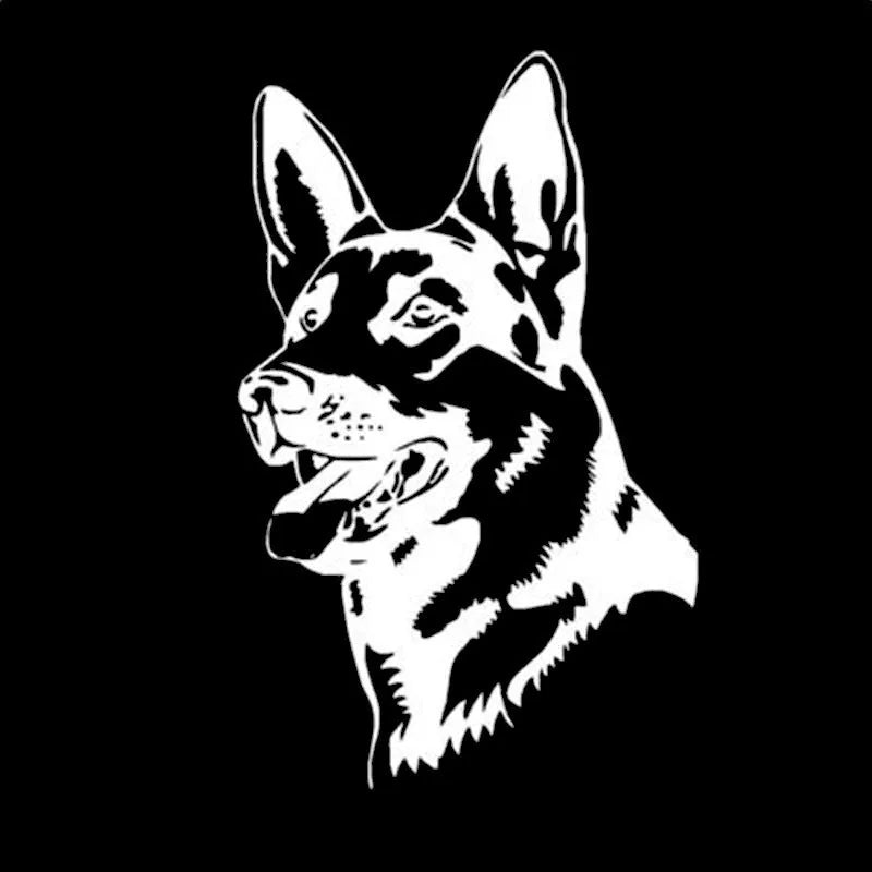 Reflective Alsatian Shepherd hunting dog bumper sticker in 13x8 cm size