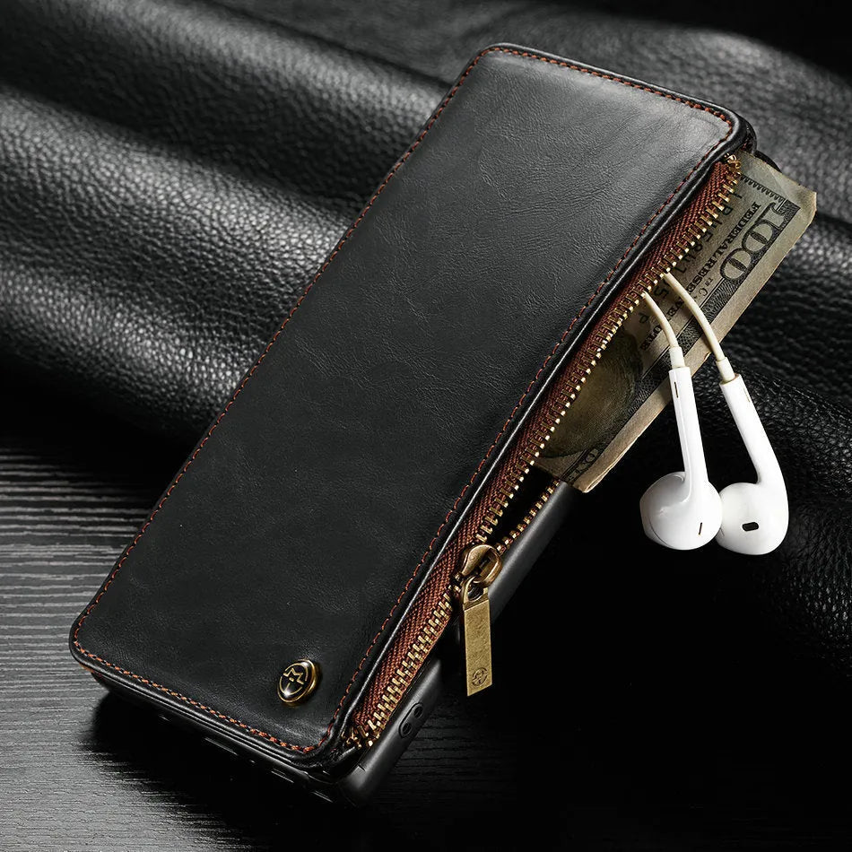 Leather flip phone case for Samsung Galaxy Note 9 in black, brown and red colours