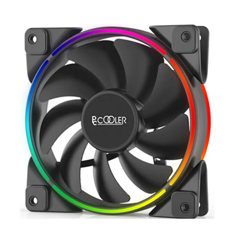 Three black 12 cm FRGB computer case fans with hydraulic bearings for PC cooling