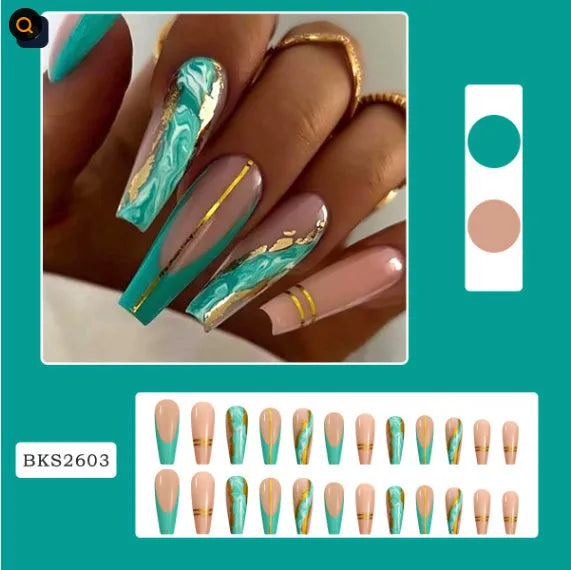 Ballet wave line design nail stickers with jelly glue adhesive in decorative packaging