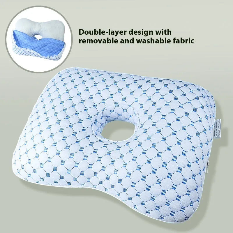 Beauty salon single hole ear pillow measuring 39x28x6cm in new Chinese style with polyester fibre filling.