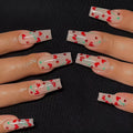 24 cherry nail art armour sheets with red diamond design and adhesive for DIY manicures