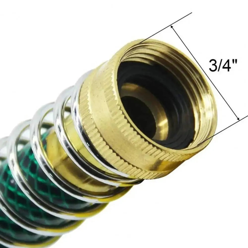 Brass spring hose connector with spiral mechanism for garden irrigation systems