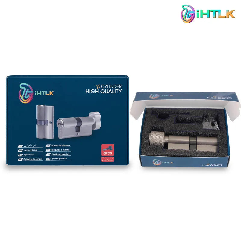 70mm European standard knob lock cylinder with 5 keys, multi-layer electroplated finish, available in six colours