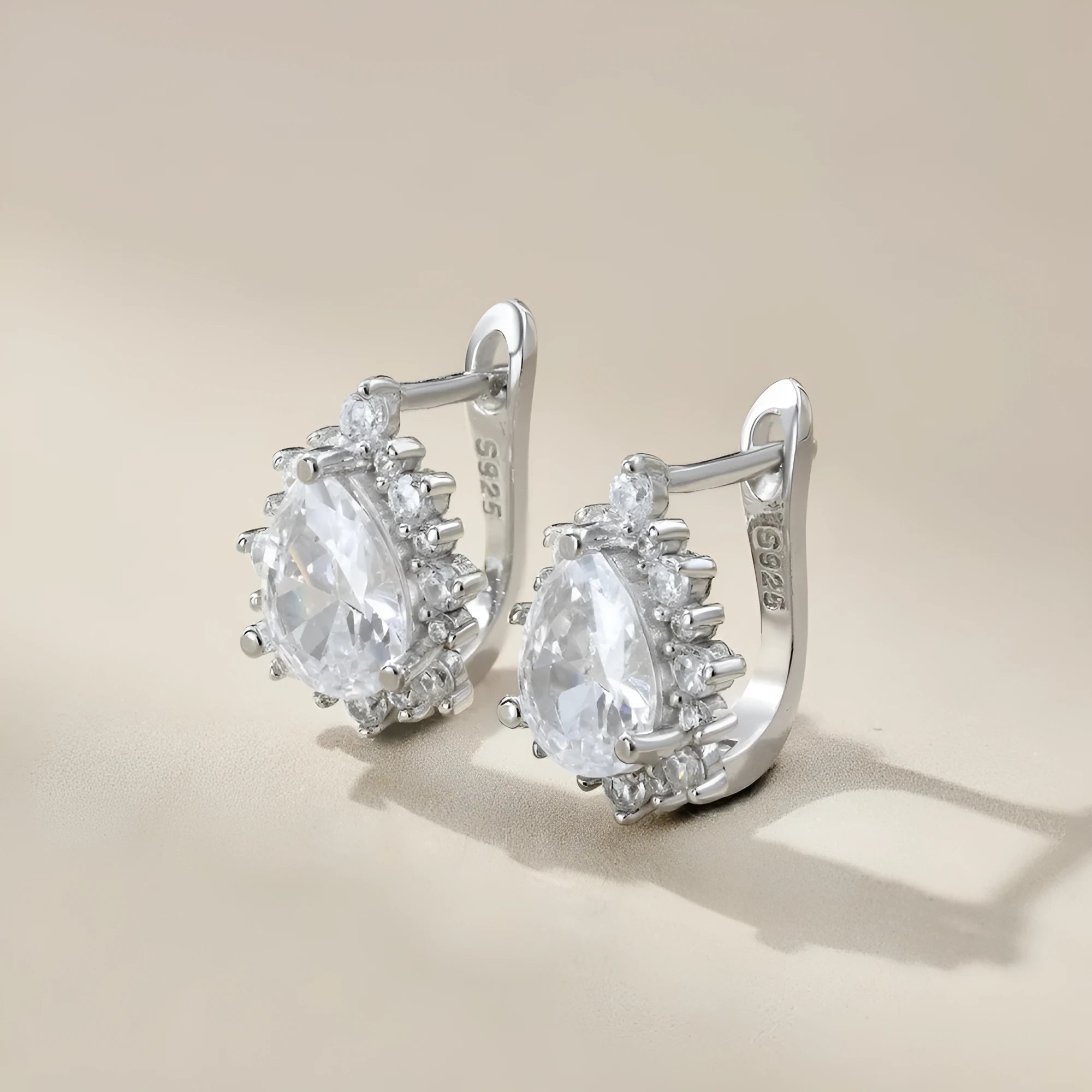 SUNFLOWER water drop women's earrings in white gold silver colour European and American style