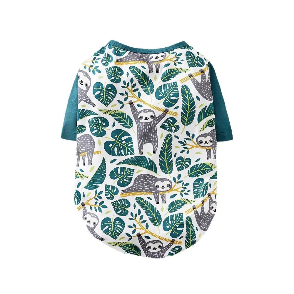 Full print polyester dog t-shirt for small pets in sizes S XXL with colour codes QZ030 QZ037