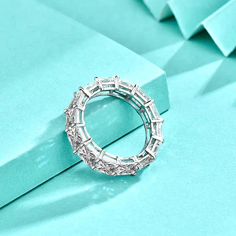 925 sterling silver full rhinestone zircon ring in geometric hip hop style for women