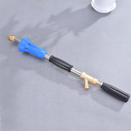 A plastic submachine gun style adjustable high-pressure spray gun for agricultural use.