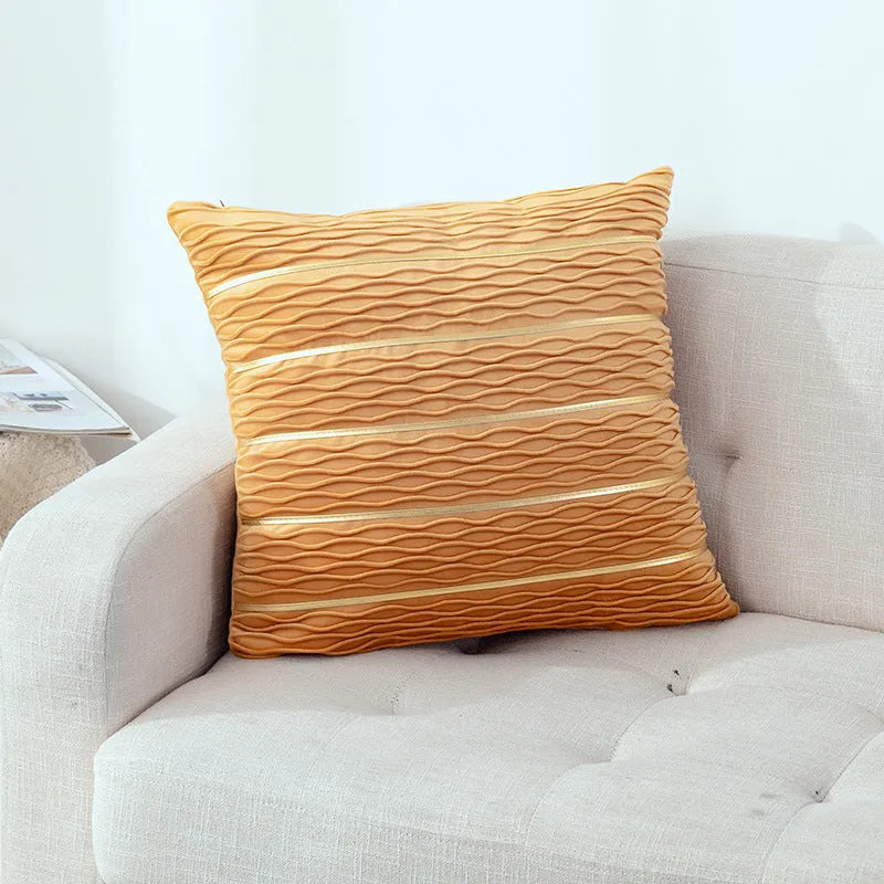 45 cm square velvet cushion cover in striped design showing wine red colour option
